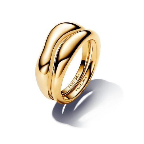 Anillos Combinables con un recubrimiento electrolítico en oro de 14k Forma Orgánica​ - 163264C00-52