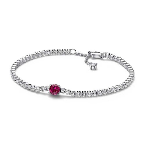 Pulsera Tenis plata Gema Roja Redonda en Pavé   - 592403C01-20