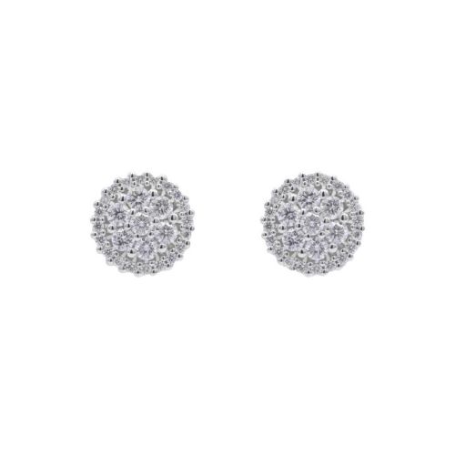 Arracades de Botó Or Blanc i Diamants 0,52 cts - 42419O008